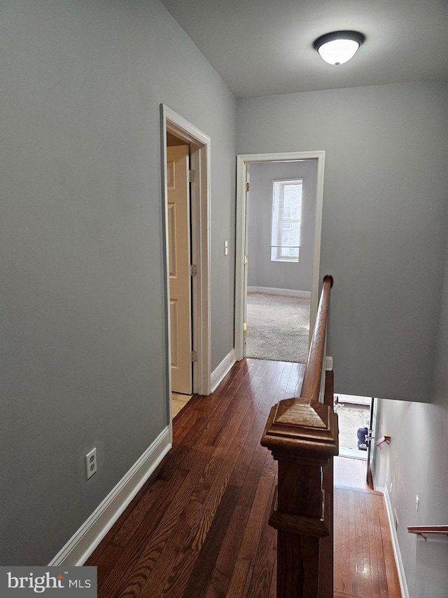 hall with dark hardwood / wood-style floors