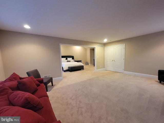 bedroom featuring carpet