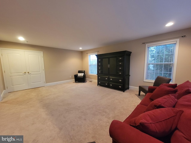 carpeted living room with plenty of natural light