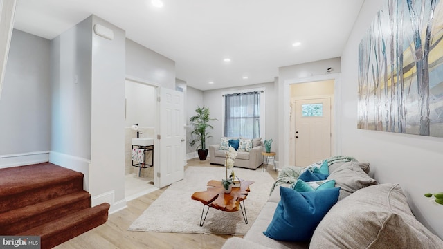 living room featuring light hardwood / wood-style floors