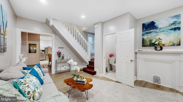 living room featuring light hardwood / wood-style flooring