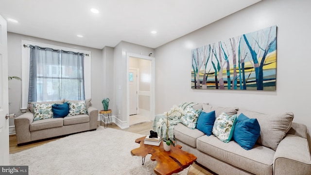 living room with light wood-type flooring