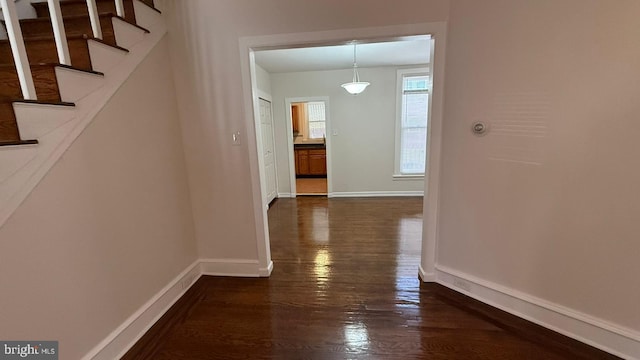 hall featuring dark hardwood / wood-style flooring