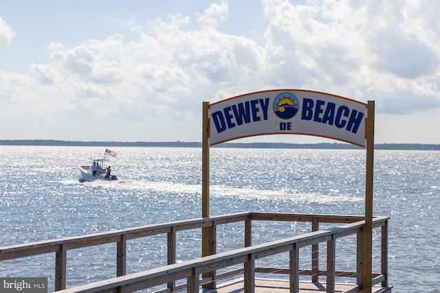 dock area featuring a water view