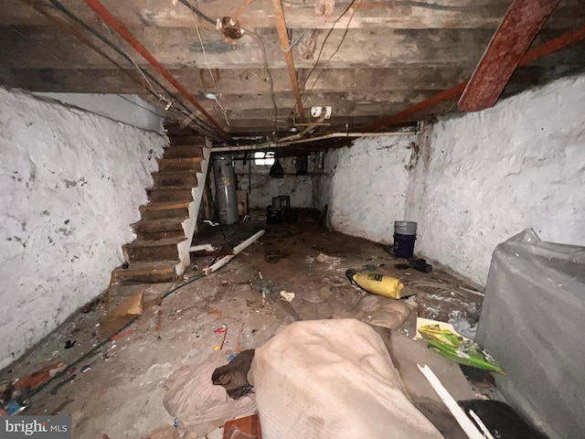 basement with water heater