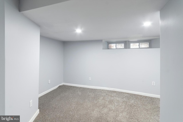 basement with carpet