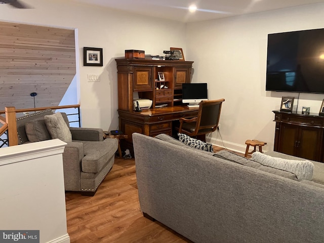 living room with hardwood / wood-style floors