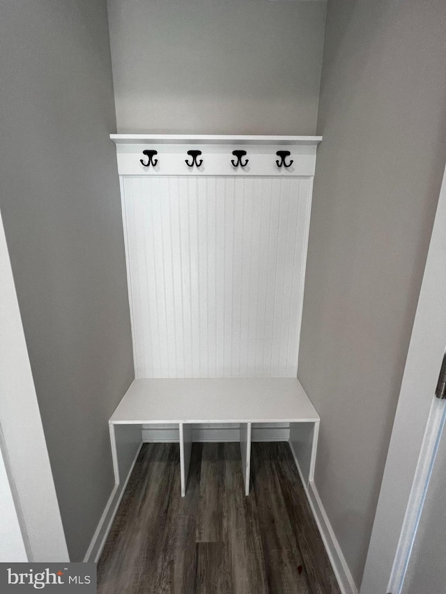 mudroom with hardwood / wood-style floors