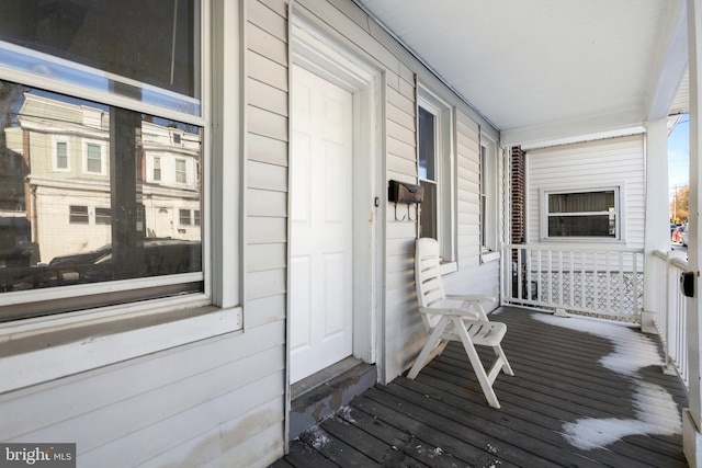 wooden deck with covered porch