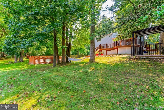 view of yard featuring a deck