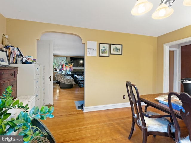 dining space featuring hardwood / wood-style flooring