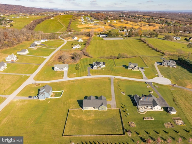 bird's eye view featuring a rural view