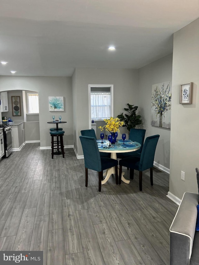 dining room with wood-type flooring