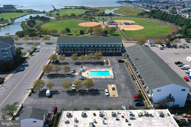 bird's eye view featuring a water view