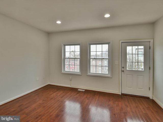 entryway featuring dark wood-type flooring