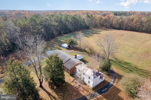 birds eye view of property featuring a rural view