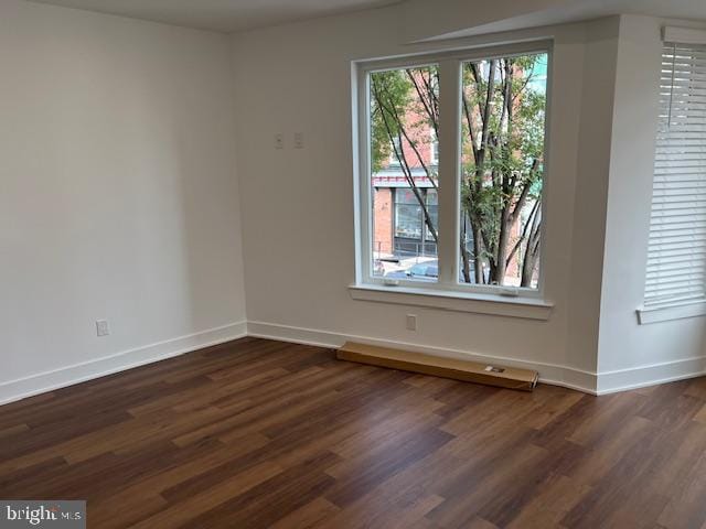 spare room featuring dark hardwood / wood-style floors