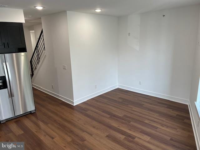 interior space with dark wood-type flooring