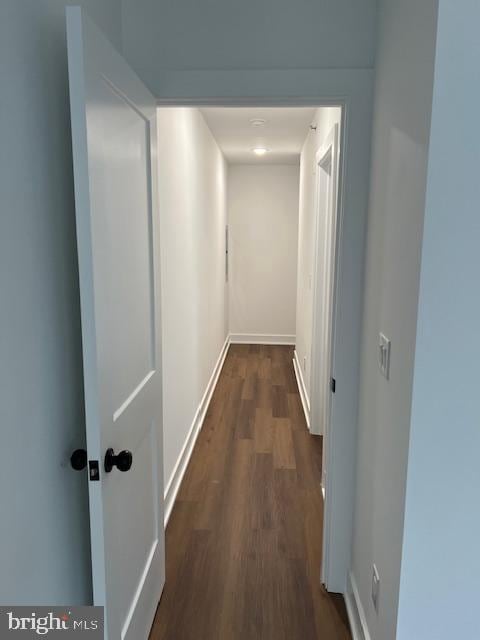 hallway featuring dark hardwood / wood-style flooring