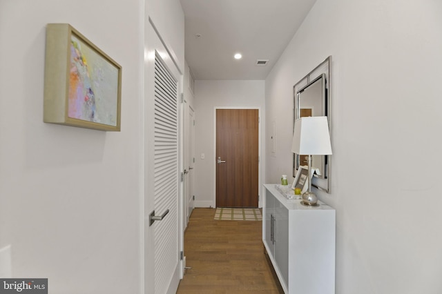 hall featuring hardwood / wood-style flooring