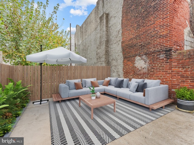 view of patio / terrace featuring an outdoor living space