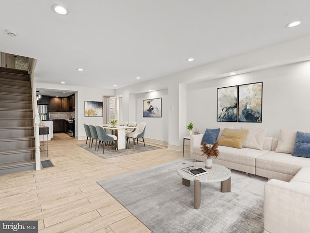 living room featuring light hardwood / wood-style flooring