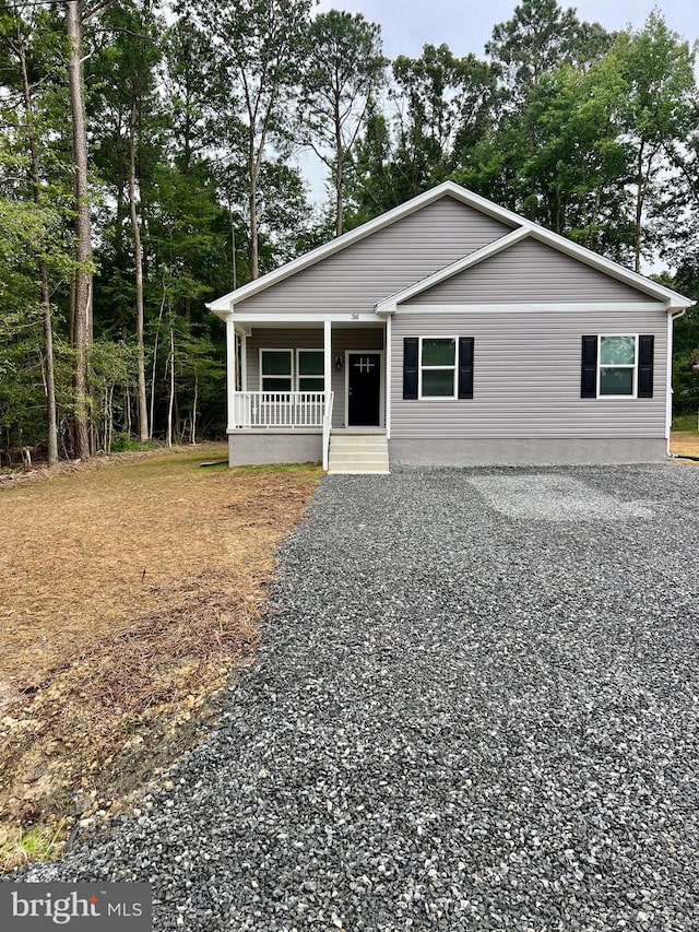 view of front of home featuring covered porch