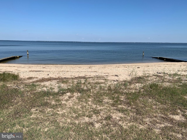 view of water feature with a view of the beach