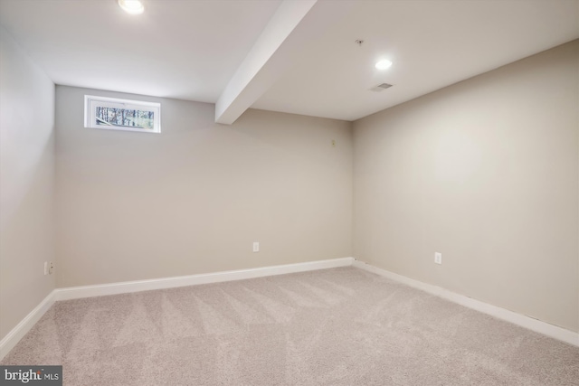 basement featuring carpet floors