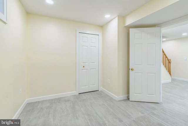 12700 Macduff Dr, Fort Washington, MD 20744 - finished below grade area featuring stairway, baseboards, and recessed lighting