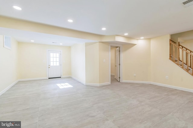 12700 Macduff Dr, Fort Washington, MD 20744 - basement with recessed lighting, stairs, and baseboards