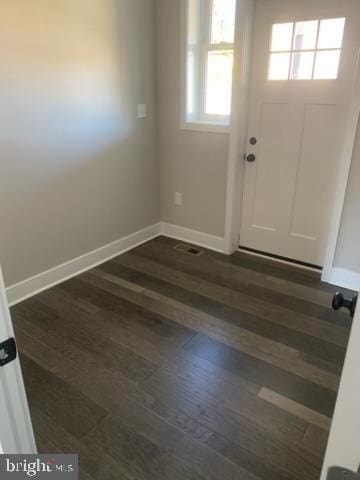 foyer entrance with dark hardwood / wood-style flooring