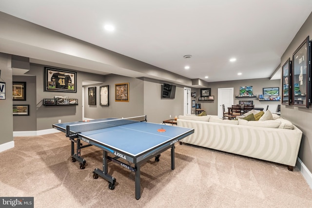 13105 Pendleton Ct, Reisterstown, MD 21136 - playroom with light carpet, baseboards, and recessed lighting