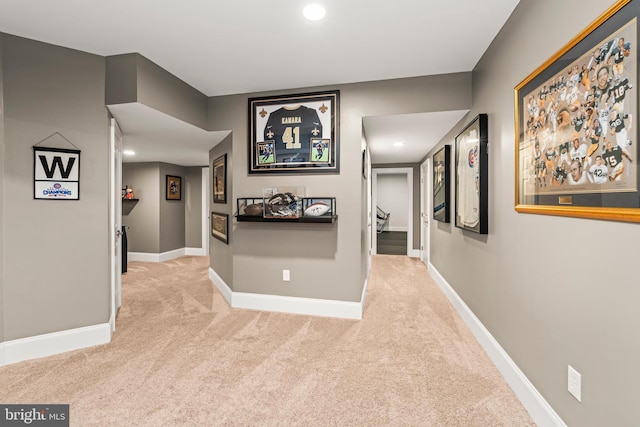 13105 Pendleton Ct, Reisterstown, MD 21136 - hall featuring carpet floors, recessed lighting, and baseboards