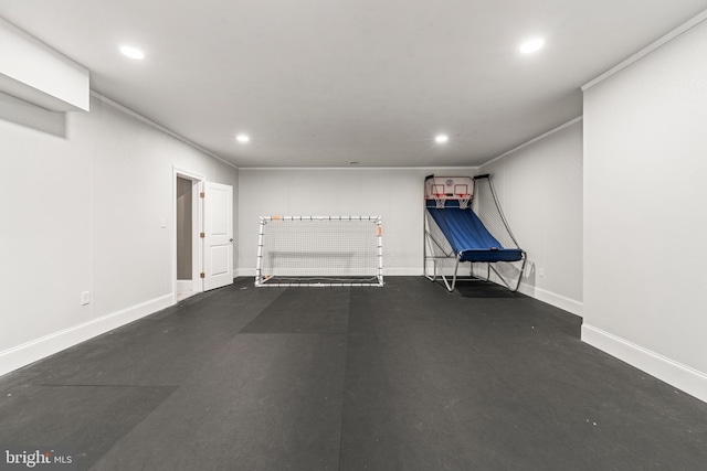 interior space with crown molding