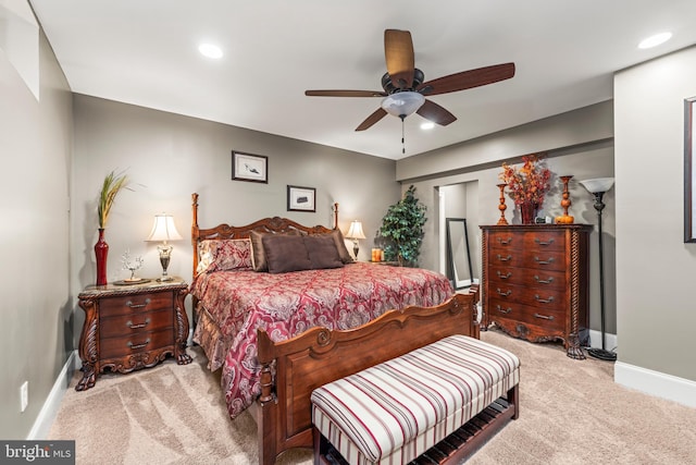 13105 Pendleton Ct, Reisterstown, MD 21136 - bedroom with light carpet, baseboards, recessed lighting, and ceiling fan