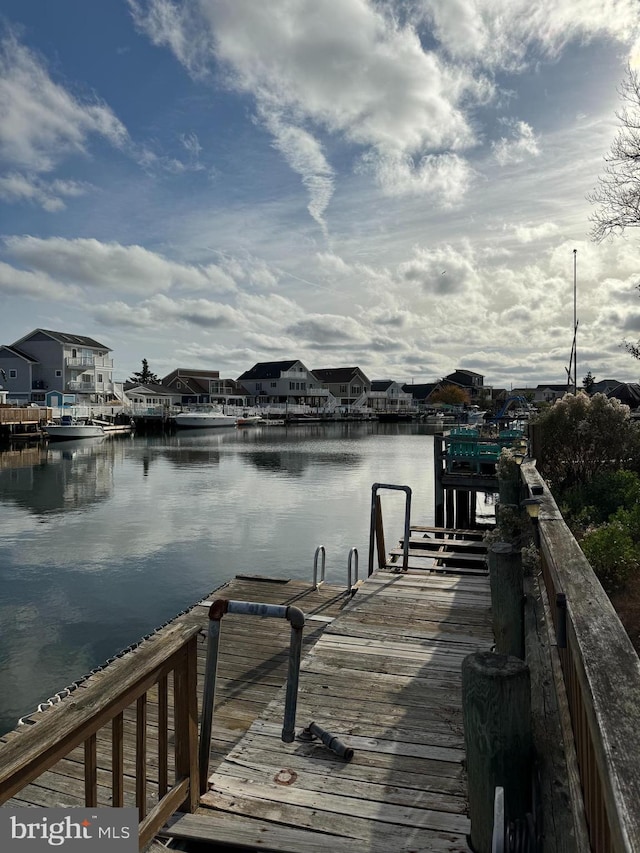 dock area with a water view