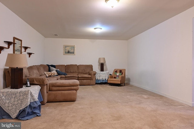 living room featuring carpet