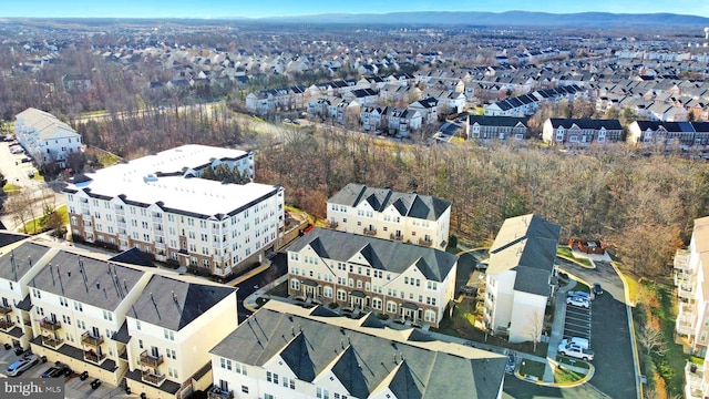 drone / aerial view with a mountain view