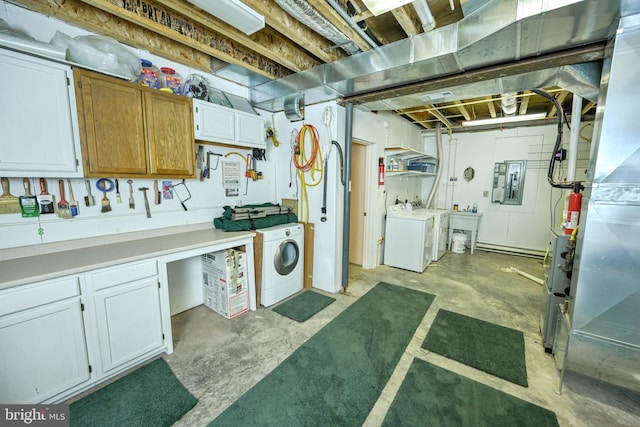 basement with separate washer and dryer