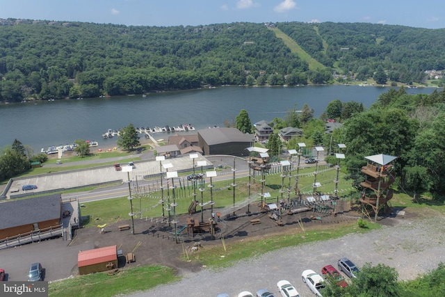 bird's eye view featuring a water view