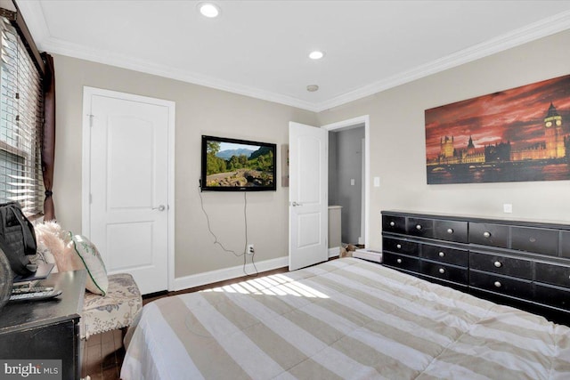 bedroom with ornamental molding