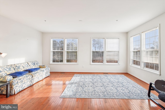 living room featuring light wood-type flooring