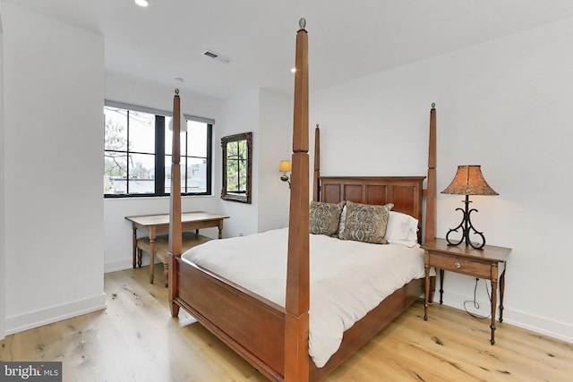 bedroom featuring light wood-type flooring