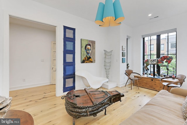 living room with hardwood / wood-style flooring