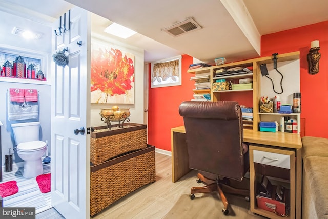 office area featuring hardwood / wood-style floors