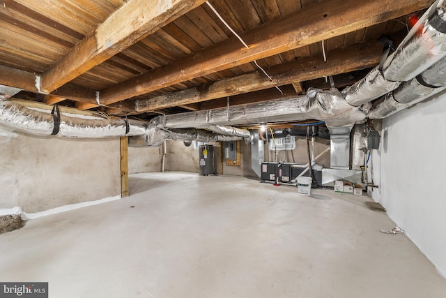 basement with electric water heater