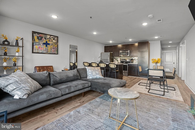 living room featuring light hardwood / wood-style flooring