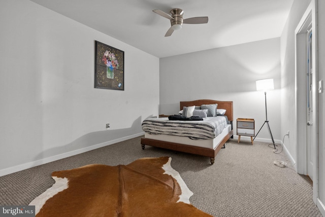 bedroom with carpet and ceiling fan