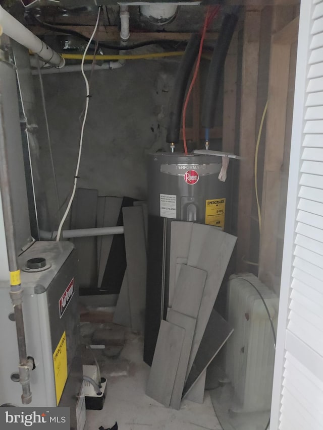 utility room with water heater